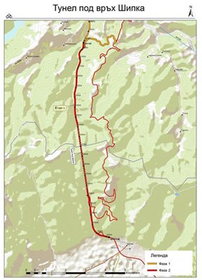 Отворени са ценовите оферти в тръжната процедура за избор на строител на тунела под Шипка. Карта: АПИ