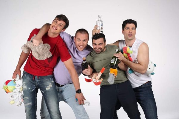 Филип Буков, Христо Пъдев,  Стоян Дойчев и Павел Иванов (от дясно наляво)  в представлението “Петък вечер”