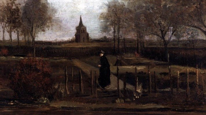 "Градината на енорийския свещеник в Нюнен през пролетта" на Ван Гог