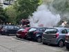Паркирана кола пламна до жилищни блокове в центъра на Пловдив (Снимки, Видео)