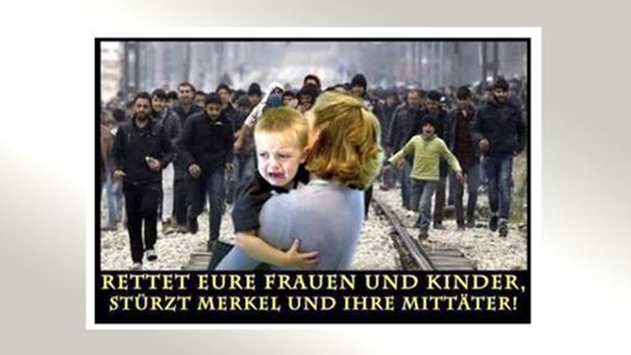 С такива пропагандни снимки в мрежата бяха нахъсвани хората в Кемниц да излязат по улиците и да се включат в гоненията.