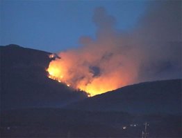 Пламъците в резервата Бистришко бранище се виждат от София. 
СНИМКА: БУЛФОТО