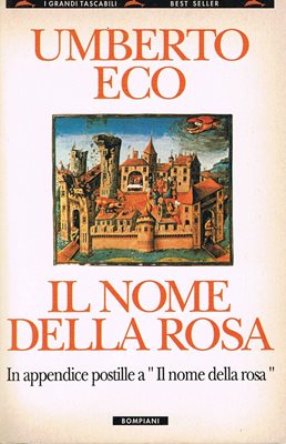 Корицата на “Името на розата” на издателство “Бомпиани” в Италия