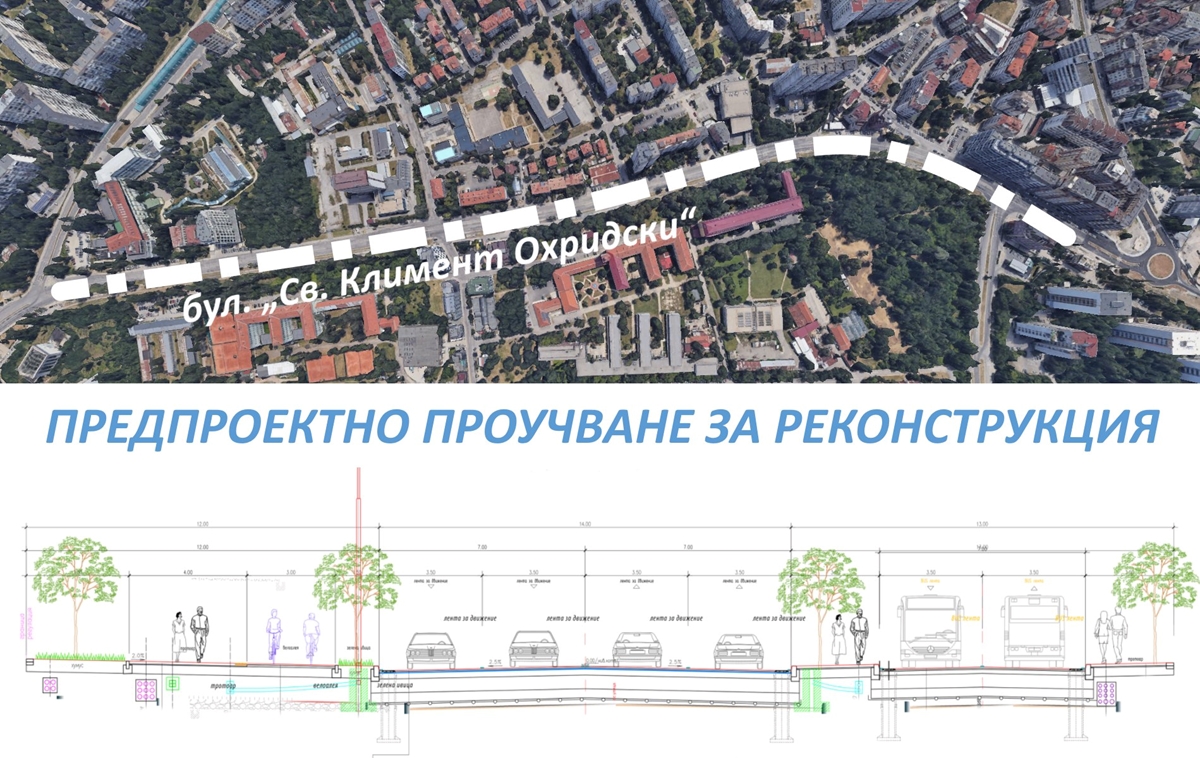 Реконструкцията на бул. "Св. Климент Охридски" предвижда откриването на нова трамвайна линия