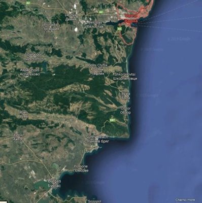 Затвориха пътя за Варна заради челен удар КАДЪР: Google Maps