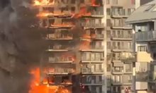 Пожар лумна в 14-етажен блок във Валенсия (Видео)