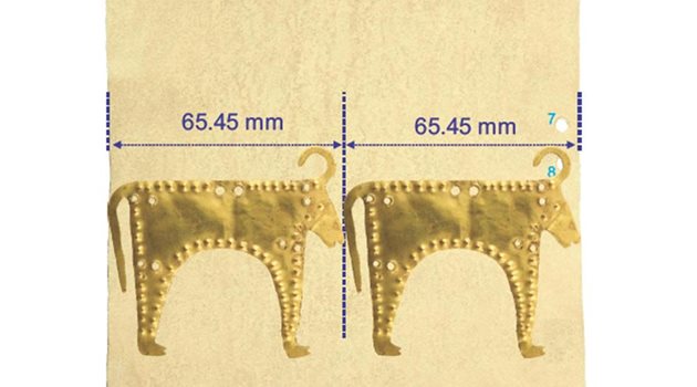 ТОЧНОСТ: Осем дължини на златните бикове от Варненския некропол дават един царски лакът.