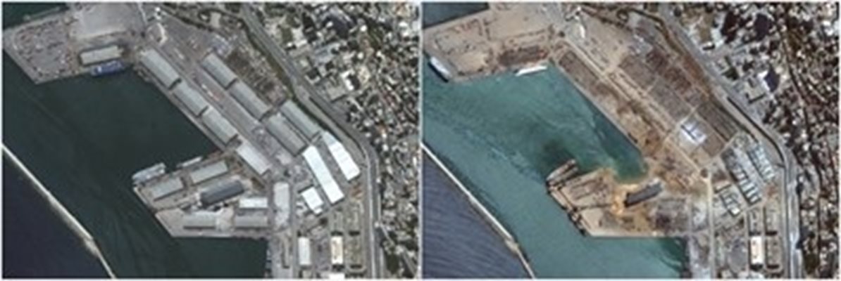 Бейрут преди и след експлозията СНИМКА: РОЙТЕРС 
