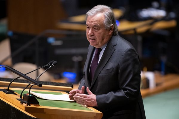 Генералният секретар на ООН Антониу Гутериш 
Снимка: Twitter/@antonioguterres