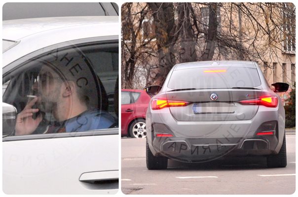 Сашо Кадиев пуши в лъскава кола