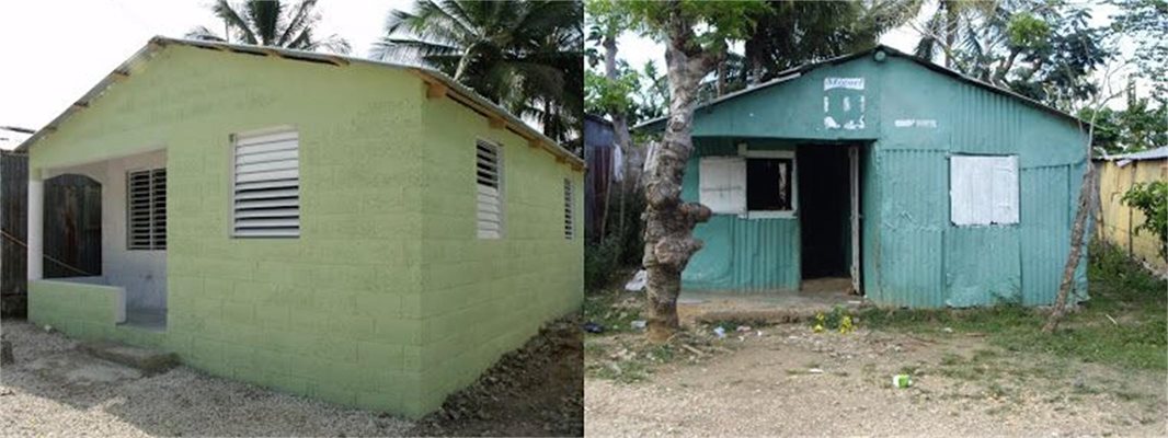В такова състояние е тази еднофамилна къща след санирането (вляво), а така е изглеждала преди него (вдясно).