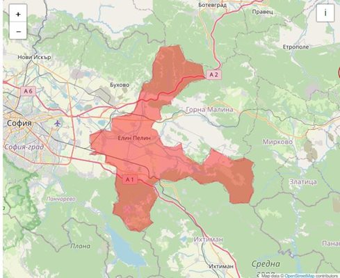 Хората в оградената с червено зона  получиха първото от 2-те съобщения по Bg-Alert.