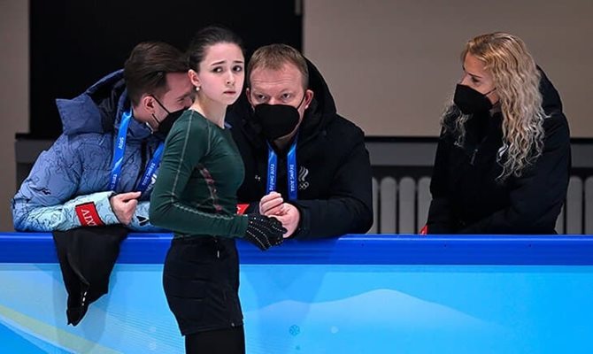 Валиева по време на тренировката си. 