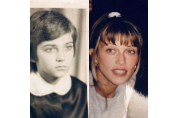 "На детската снимка съм в един от двата пъти в живота си с къса коса, подстригана заради въшки. Вторият път беше, когато една приятелка караше курс за фризьорка и ме взе за модел на изпита си. И тогава плаках... Другата снимка е точно по средата между мен сега (снимката вдясно) и момичето с въшките.”, написа Галя Лозанова.