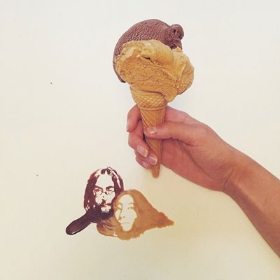 Джон Ленън и Йоко Оно, нарисувани със сладолед