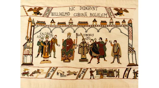 Коронацията на Уилям І Завоевателя за крал на Англия - изображение на гоблена от Байо