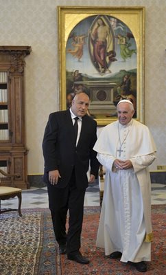Борисов и папа Франциск през 2015 г. Снимка: Ройтерс