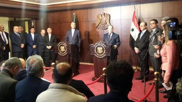 Външният министър на Сирия Файсал Мекдад и иранският му колега Хюсеин Абдулахиян проведоха разговор в Дамаск