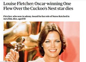 Луиз Флетчър спечели "Оскар" за незабравимата си роля на сестра Ратчед. Факсимиле "Гардиън"