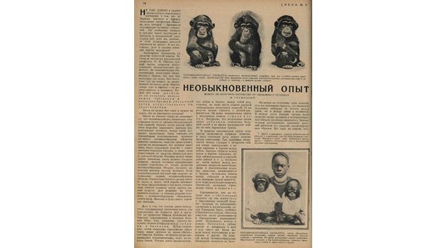 Публикация в съветското списание "Смена" от времето на експедицията на проф. Иванов в Африка