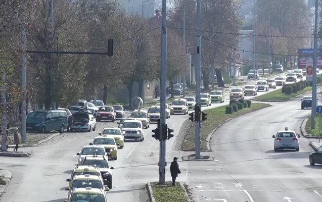 Над 120 таксиметрови шофьори се включиха в протестно шествие, което премина по основни булеварди в град Добрич Снимка: Дияна Райнова