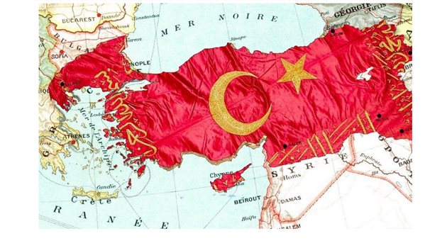 Това е картата на турския депутат, на която в територията на Турция влизат половин България и Северна Гърция.