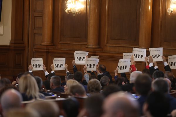 От БСП вдигнаха плакати “Не на оръжията! МИР” веднага след като приеха да пратим военна помощ на Украйна.