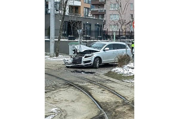 Кола и трамвай се сблъскаха на столичен булевард Снимка: Facebook/Nadejda Doicheva