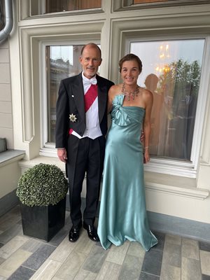 Заедно с Катрин Бътлър са на официалната церемония по случай раждането на принцесата на Норвегия Ингрид.