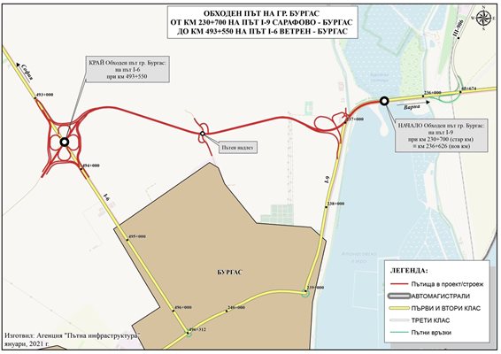 Обходен път на Бургас Карта: АПИ