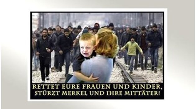 С такива пропагандни снимки в мрежата бяха нахъсвани хората в Кемниц да излязат на улицата.