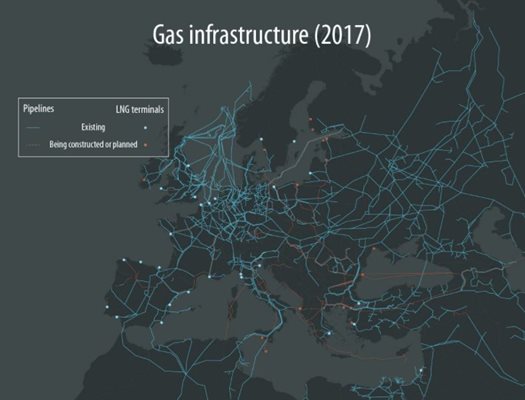 Газовата инфраструктура през 2017 г. СНИМКА: europarl.europa.eu