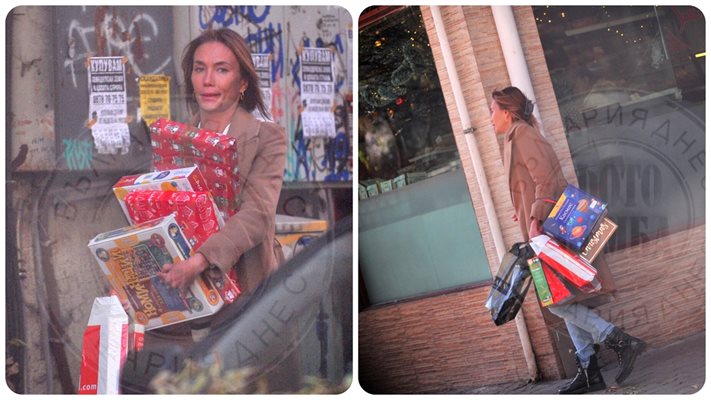 СЪЩИНСКА СНЕЖАНКА! Бившата на Башар Рахал едва мъкне куп подаръци за Коледа (Снимки)