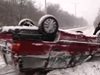 Кола се обърна, а други две се сблъскаха в Русенско заради лошото време (Видео)
