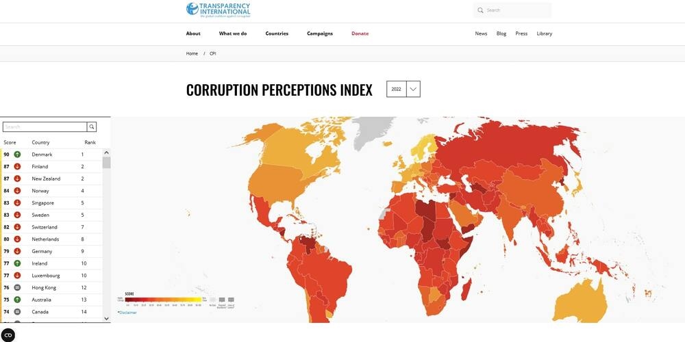 България е на 72-а в класацията „Индекс за възприятие на корупцията“