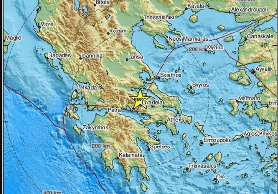 Земетресение от 4,8 по Рихтер в Гърция
Снимка: Европейско-средиземноморски сеизмологичен център