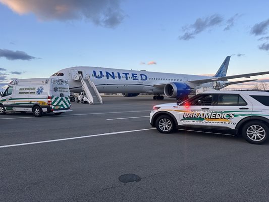 Пътнически самолет „Боинг 787“ кацна аварийно на летище край Ню Йорк след силна турбуленция СНИМКА: Туитър/nicksortor