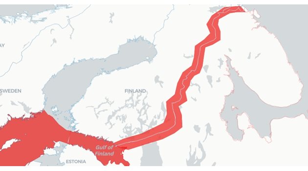 Първата карта на "Нюзуик" чертае като възможен фронт сухопътната граница на Финландия с Русия