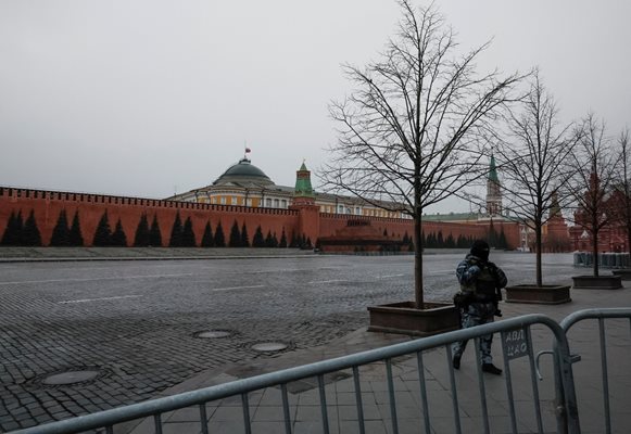 Red Square is closed due to increased security measures.  Russian national flag flies at half-mast on day of mourning declared after deadly concert hall shooting 