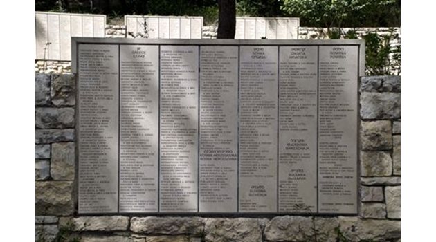Стената на почитта в мемориала “Яд Вашем” в Израел, в която са вписани имената на българските праведници.