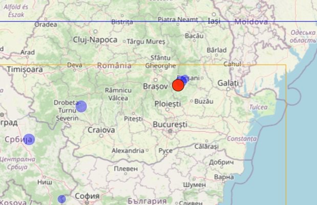 Земетресение с магнитуд 4,6 в Румъния
Снимка: Национален институт по геофизика, геодезия и география – БАН