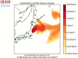 Как изглежда радиоактивният облак след аварията в Япония?(видео)