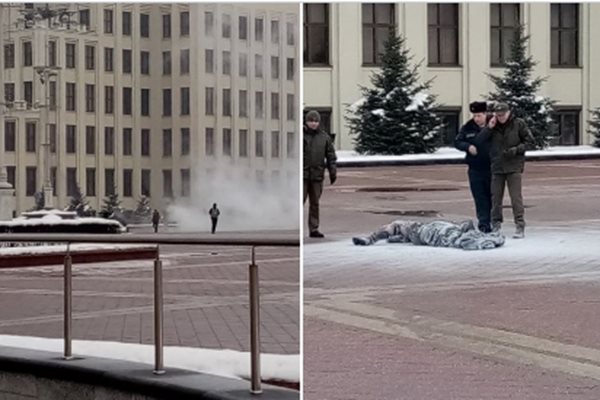 Самозапалил се е мъж в Минск Колаж от снимки в туитър