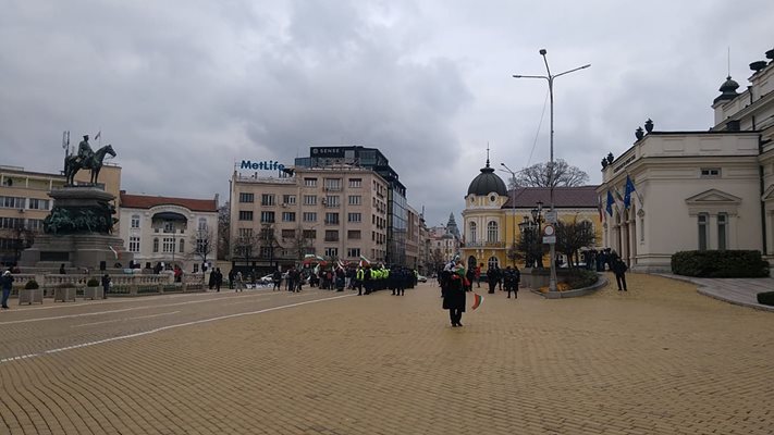 30-ита души, сред които Ренета Инджова и разпопеният поп Дионисий протестират пред парламента за служебно правителство