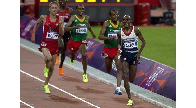 НЕУМОРИМ: Сомалиецът с британски паспорт Мохамед Фара отнесе конкуренцията в бягането на 10 000 метра.
