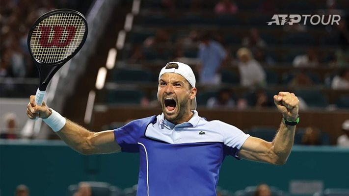 Григор Димитров се кефи след победата над Зверев. Снимка: фейсбук/ATP Tour