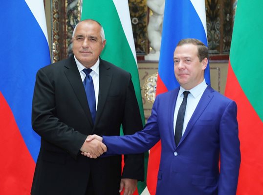 Бойко Борисов и Дмитрий Медведев при посещението на българския премиер в Москва през май 2018 г.