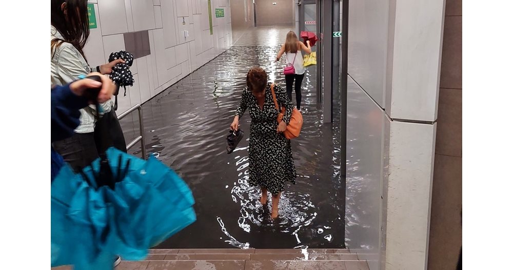 The downpour flooded a metro station in Sofia