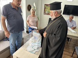 Старозагорският митрополит Киприан гласува днес в Охрид.
Снимка: Старозагорска митрополия