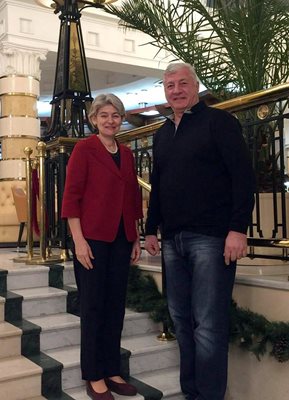 Здравко Димитров и Ирина Бокова се срещнаха в Санкт Петербург.
